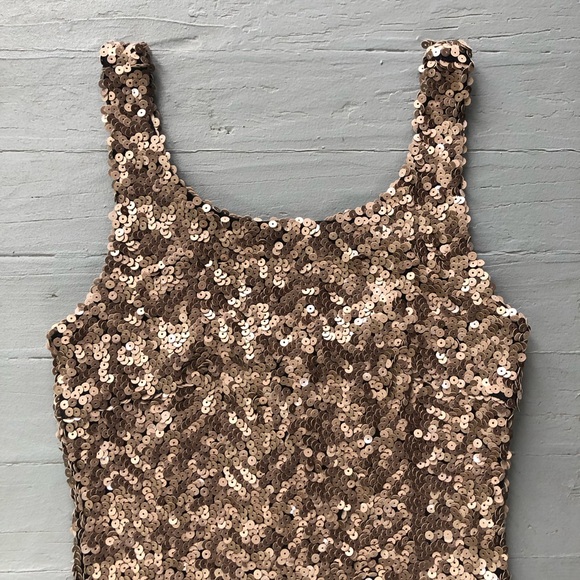 Laundry by Shelli Segal Allover Sequin Bodycon Dress Size 2 Gold Sleeveless - Picture 2 of 14